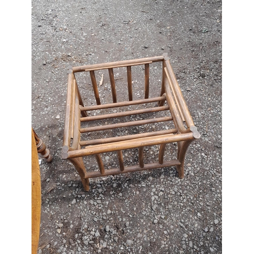 103 - Furniture : Early 20th century carver chair, shed built chair, coffee table , print , oval mirror et... 