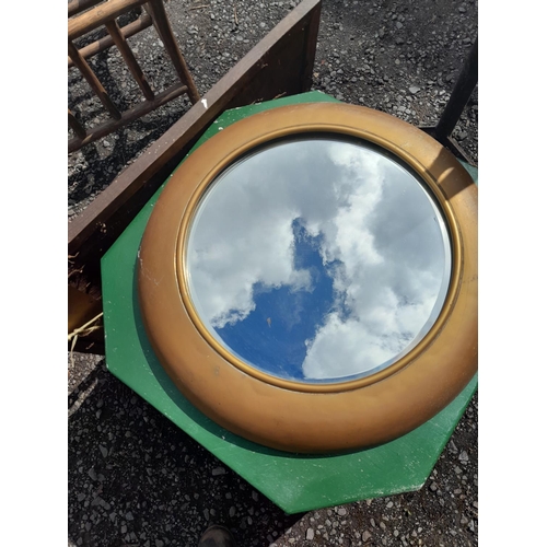 109 - Vintage brass frame circular mirror