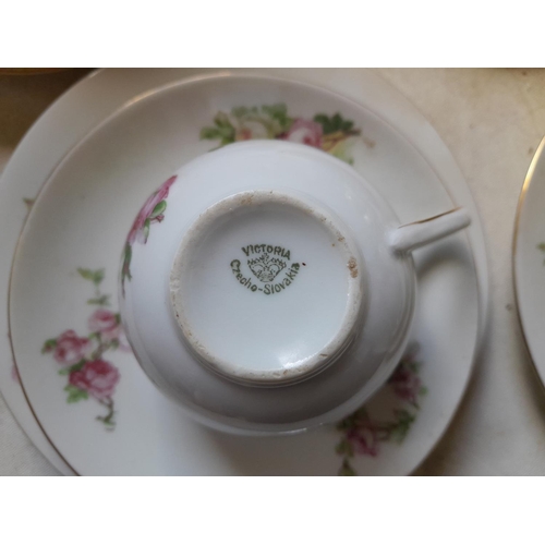 132 - Vintage Czech floral decorated tea set