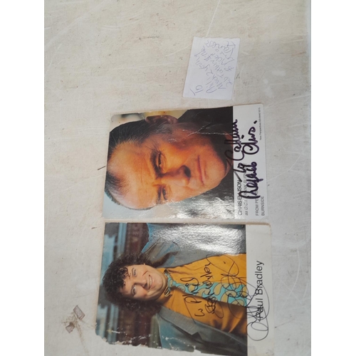 442 - 2 x signed photographs Chris Ellison (The Bill) & Paul Bradley (Eastenders interest ) & signed scrap... 