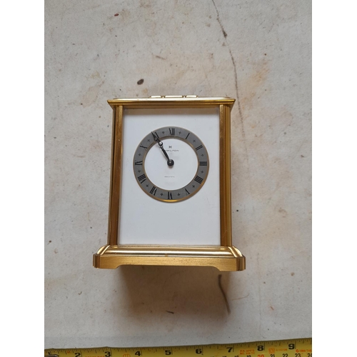 13 - Vintage brass carriage clock by Hamilton with battery operated movement