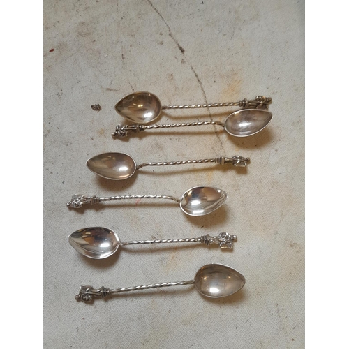 36 - Set of six silver apostle spoons Birm. 1886 William Henry Leather 46 g