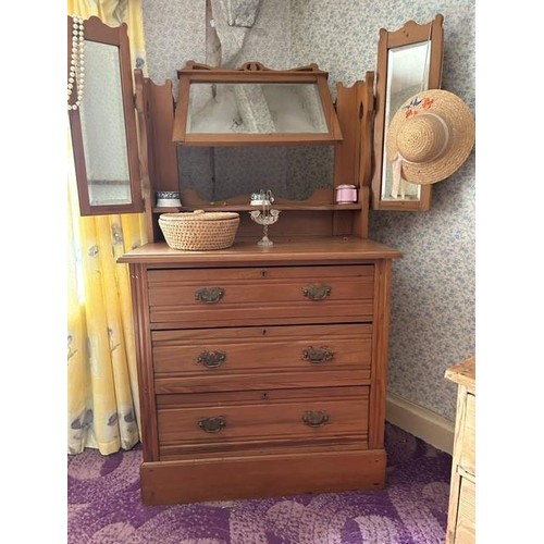 17 - Edwardian satinwood dressing chest 83 cms x 83 cms x 45 cms