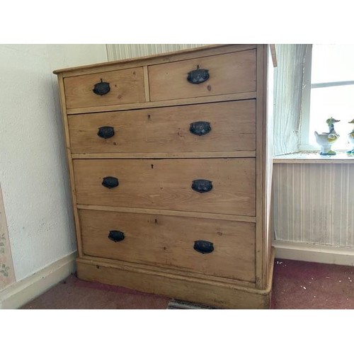 21 - Edwardian pine chest of drawers with damaged top 105 cms x 112 cms x 52 cms