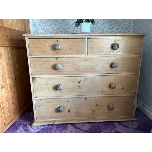 87 - Victorian pine chest of drawers of five drawers 83 cms x 83 cms x 45 cms