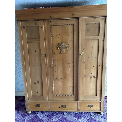 446 - Victorian pine wardrobe with fitted interior (now dismantled)