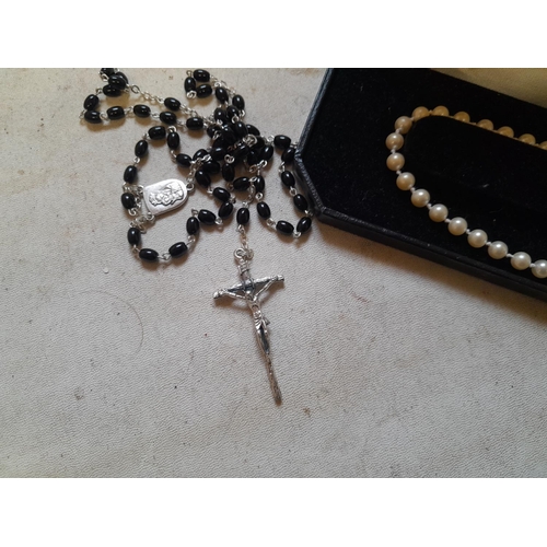 67 - Pearl necklace & crucifix