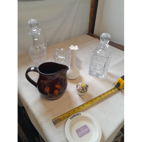 14 - 2 x glass decanters, drinking glasses boxed etc.