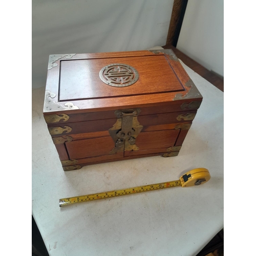 170 - Vintage carved Chinese hardwood jewellery casket