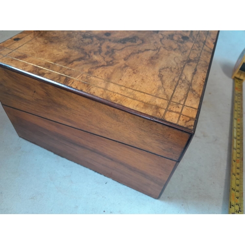 171 - Victorian burr walnut travelling writing box with Bramah lock, fully fitted interior with hidden dra... 