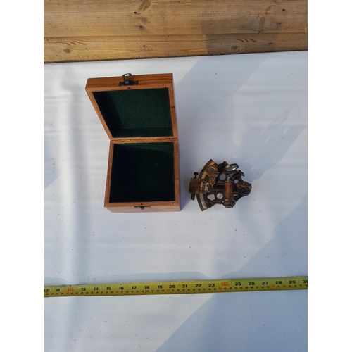 173 - Antique style sextant in hardwood box