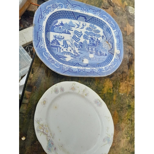 201 - Cathode ray tube, blue and white meat charger, decorative china etc.