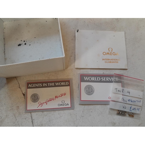 206 - Gents quartz Omega watch in box of issue with some associated paperwork