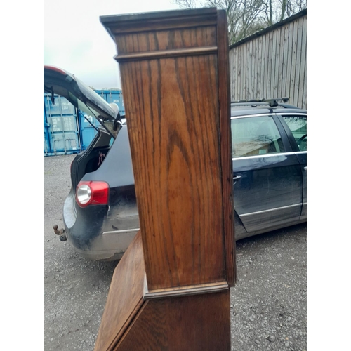 227 - Early 20th century oak bureau bookcase of small proportions, comes in two pieces for easy transport