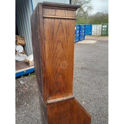 227 - Early 20th century oak bureau bookcase of small proportions, comes in two pieces for easy transport