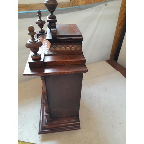 287 - Early 20th century mahogany case mantle clock with silvered dial and brass spandrels