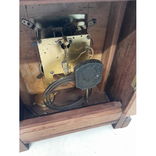 289 - Early 20th century mahogany case mantle clock with enamel dial