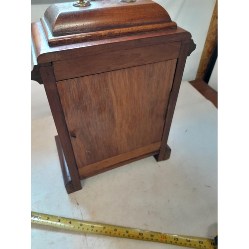 289 - Early 20th century mahogany case mantle clock with enamel dial