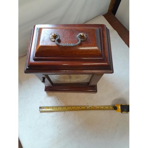 290 - Early 20th century mahogany case mantle clock with silvered dial