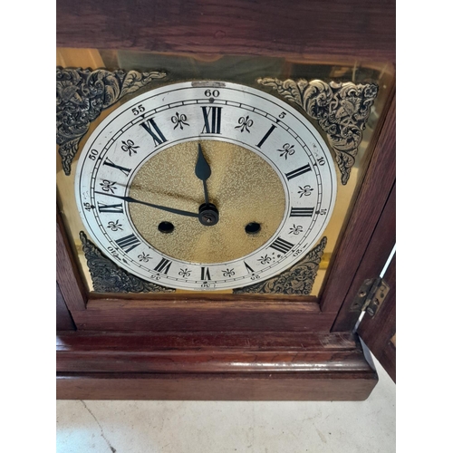 290 - Early 20th century mahogany case mantle clock with silvered dial