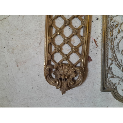 316 - 19th century brass door plate with pierced work decoration and one other later finger plate