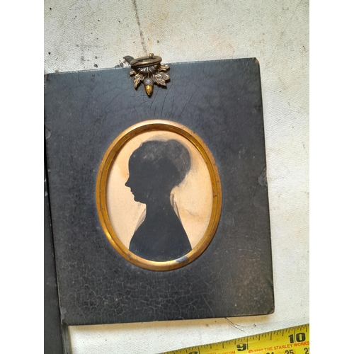 317 - Pair of 19th century portrait miniature silhouettes : Benjamin Kent of Hadley Hall, Berkshire, fathe... 