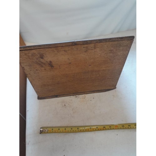 320 - Early 20th century oak letter desk stand with fitted interior including inkwells