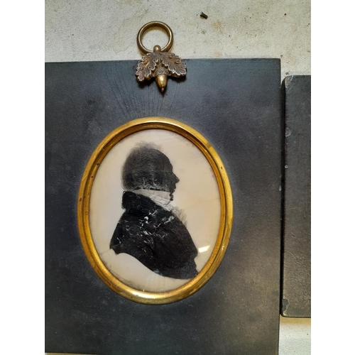 317 - Pair of 19th century portrait miniature silhouettes : Benjamin Kent of Hadley Hall, Berkshire, fathe... 