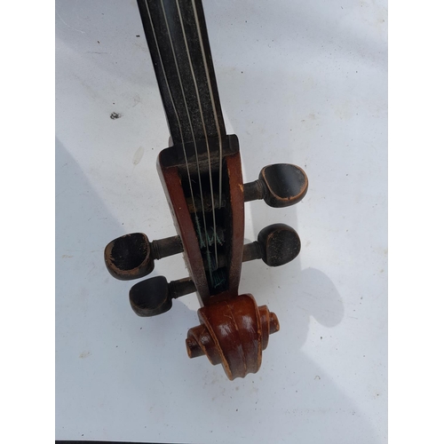 336 - 20th century cello and bow in the style of Josephus Grienberger , overall length 125 cms, body 76 cm... 