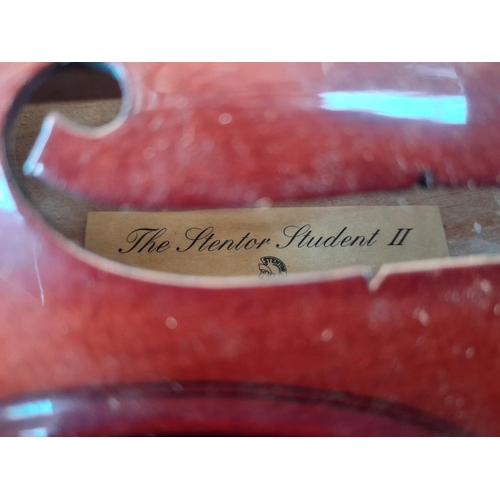 337 - Modern Stentor Students violin in case, full back with bow, body length 32 cms , overall length 57 c... 