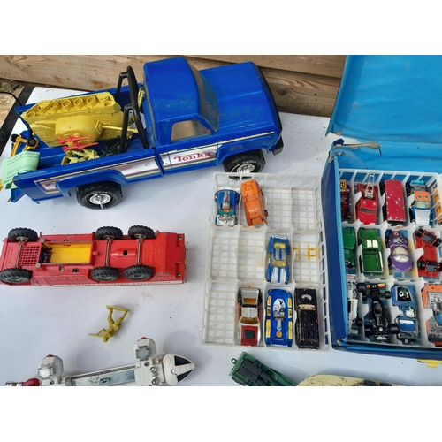 343 - Assorted die cast toy cars, all play worn , Dinky Tonka Corgi , Matchbox etc.