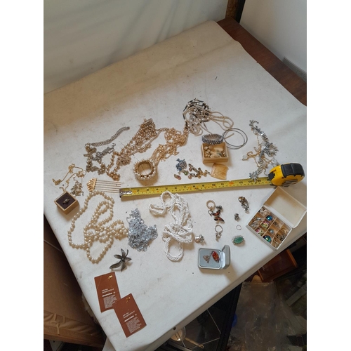 361 - Array of costume jewellery, gold plate, small amount of silver etc.