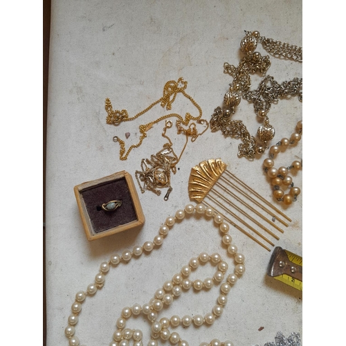 361 - Array of costume jewellery, gold plate, small amount of silver etc.