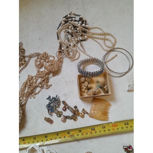 361 - Array of costume jewellery, gold plate, small amount of silver etc.