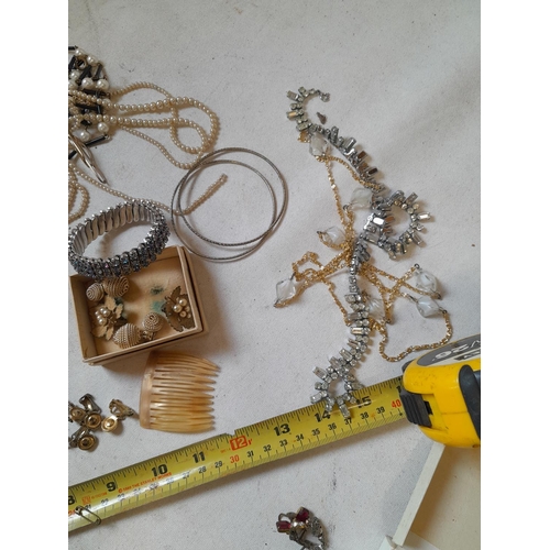 361 - Array of costume jewellery, gold plate, small amount of silver etc.