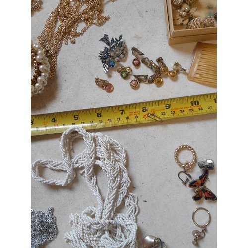 361 - Array of costume jewellery, gold plate, small amount of silver etc.