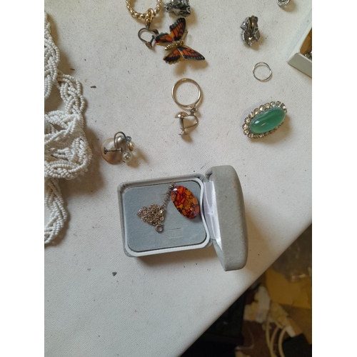 361 - Array of costume jewellery, gold plate, small amount of silver etc.