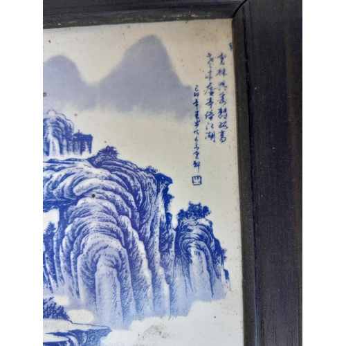 399 - Chinese blue and white plaque