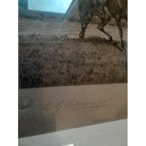 507 - 2 x hunting prints countersigned by artist George Goodwin Kilburne with gallery backstamp also signe... 