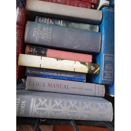 1 - 2 x boxes of books : mixed theme, Winston Churchill, Motor Engineer , Leica camera book etc. signed ... 