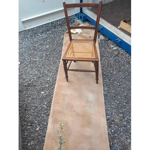 2 - Table lamps, Edwardian cane seated bedroom chair, Chinese wash rug, 78 records etc