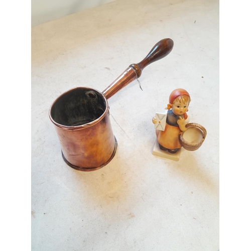 16 - 19th century copper chocolate pot & Goebel figure