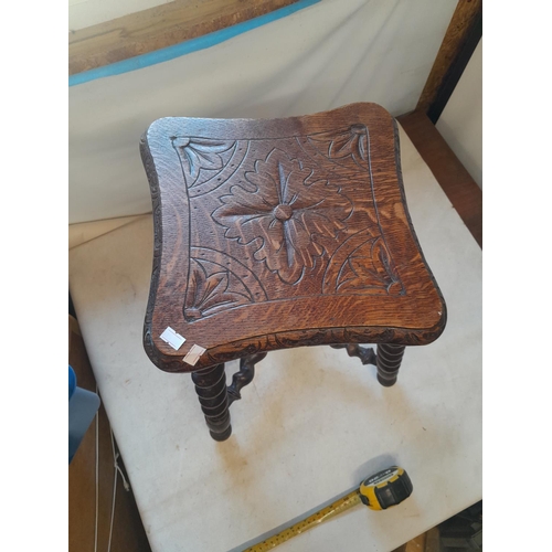 38 - Carved oak bobbin turned side table