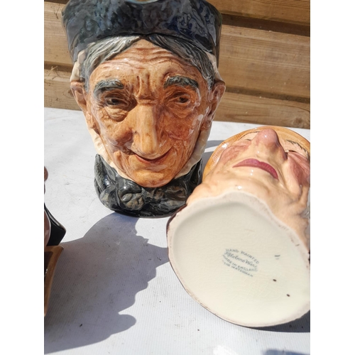 67 - Damaged and restored rarer model  Royal Doulton large size Toothless Granny and 2 x other character ... 