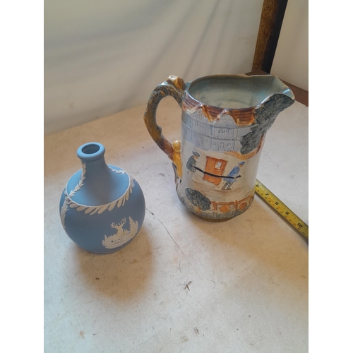 73 - Burleigh ware jug, Old Stocks & Wedgwood Jasper ware vase