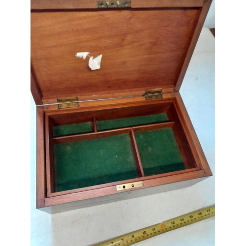 127 - Late Victorian inlaid mixed wood work box with fitted interior