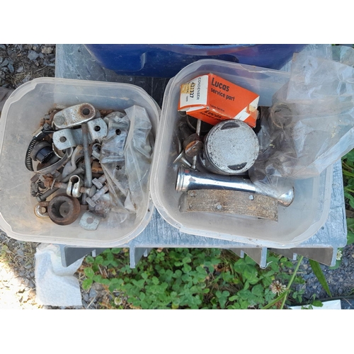 167 - Box of garage equipment : possible vintage motorcycle and car interest