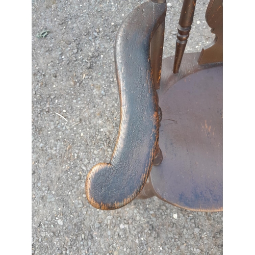 209 - 19th century Windsor carver kitchen chair with carved splat, turned stretchers, much later paintwork... 