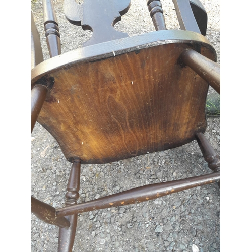 209 - 19th century Windsor carver kitchen chair with carved splat, turned stretchers, much later paintwork... 