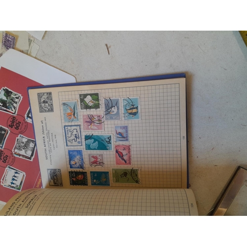 224 - Stamps as kiloware, sparsely filled schoolboy stamp album , 18 KT gold Teatro All Scala stamp, 2 x r... 